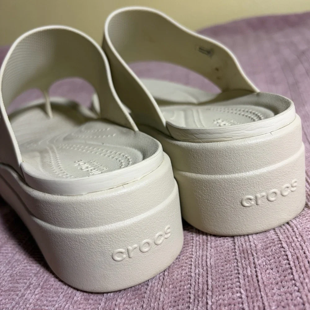 CROCS Lite Ride Brooklyn Bone‎ Women's wedge Sandals Sz 11